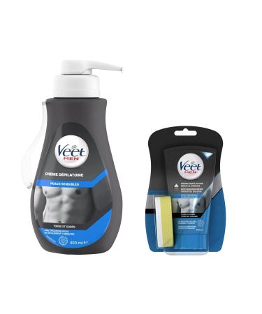 Veet Men - Pack of 1 Depilatory Cream 400ml and 1 In-Shower Depilatory Cream 150ml