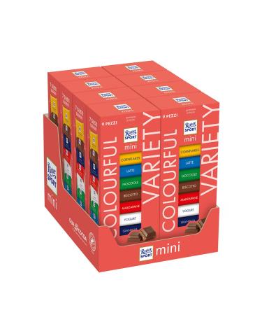 Ritter Sport RITTER SPORT Mini Tower 150g Chocolate Mix 7 Flavors Milk Chocolate with Hazelnuts Corn Flakes with Cornflakes Janduia Yogurt and Biscuit Stuffing 8 Mini Tower of 9 Pieces