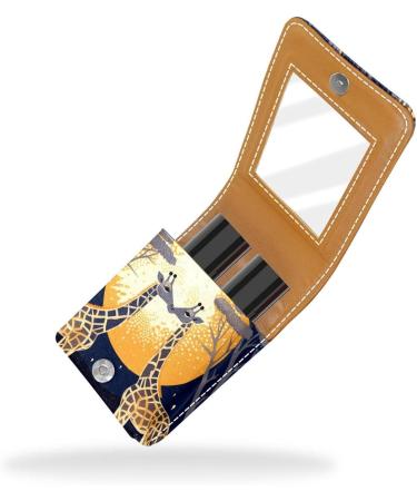 Buy Leather Lipstick Case with Mirror | Mini Lipstick Organizer - African Giraffe Design - Buy Online on GoSupps.com