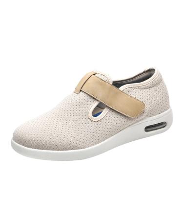 Yytcsjz Diabetic Wide Fit Memory Foam Slippers Women's Adjustable Surgical Orthopaedic Shoe Non Slip Fattening and Widening for Diabetic and Edema Elderly (Color : Khaki Foot Length : 25cm) 25cm Khaki