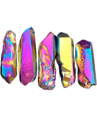 5pcs Blue Titanium Aura Quartz Crystal Stone Electroplated Crystal Cluster Seed Decoration Natural Stones and Minerals - Stones - - (Color: Rainbow Size: 3-6cm) - Buy Online on GoSupps.com