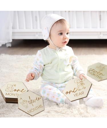 Winnie Baby Announcement Sign - Newborn Wooden Hexagon Photo Prop & Nursery Gift (12PCS) - International Shipping Available - Buy Online on GoSupps.com