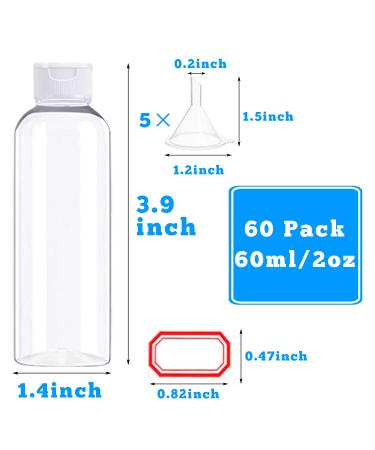 60 Pack 2oz Refillable Travel Bottles - Mini Portable Soap Dispenser Containers (60ml) for Hand Soap, Shampoo - Plastic, Leakproof - Bulk Pack of 60 - Buy Online on GoSupps.com