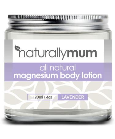 NaturallyMum Magnesium Body Lotion | Support for Restless Legs  Sleep  Heart  Bone  Nerve  Gut Health and Muscle Pain Relief | Topical Cream Safe for Kids | Lavender | 4.2 Oz