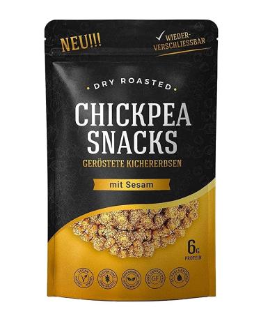 Chickpea snacks - crispy roasted chickpeas - student feed - protein -rich snack - 150g - vegan & gluten -free (1 cardboard sesame) sesame 150 g (1 Pack)