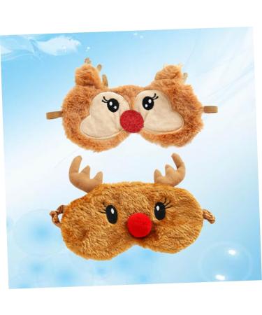 NOLITOY Christmas Deer Eye Mask - 2pcs Plush Blackout Sleep Masks | Furry Animal Eye Shades for Travel & Relaxation - Buy Online on GoSupps.com