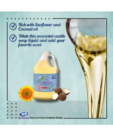 Antibacterial Unscented Pure Castile Soap - Vegan Non-GMO | Face Hand & Body Wash for Dry & Sensitive Skin - 64 fl. oz. Made in USA - Buy Online on GoSupps.com