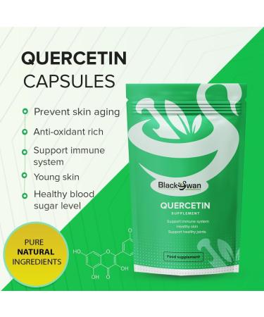 Black Swan Quercetin Supplement - 750mg Veg Capsule - Supports Blood Pressure Joint Health and Heart Health with Anti-oxidant and Anti-inflammatory Properties - 30 Capsules 1 g (Pack of 1) - Buy Online on GoSupps.com