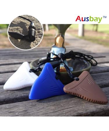 Ausbay Sensory Chew Necklaces - Silicone Shark Tooth Pendant (3 Pack) for Kids & Adults with Anxiety, ADHD, Autism - Brown/Blue/White - Buy Online on GoSupps.com