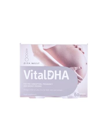Zita West Vital DHA with Omega 3 | Prenatal Vitamin with DHA and EPA, Plus Zinc for Fertility, Pregnancy, and Breastfeeding | 60 Capsules (1 Month Supply)
