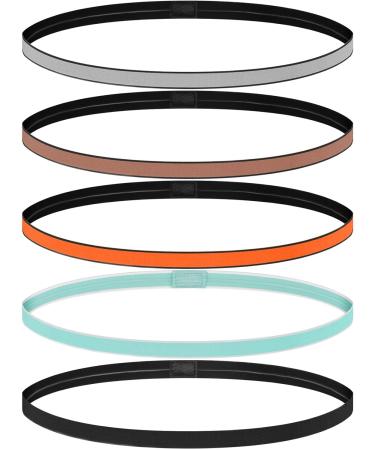 URAQT Sports Headband 5Pcs - Non-Slip Elastic Thin Hairbands for Women/Girls - Perfect for Yoga, Fitness, Running - Multiple Colors - Sweat Absorbing Athletic Headbands - Buy Online on GoSupps.com