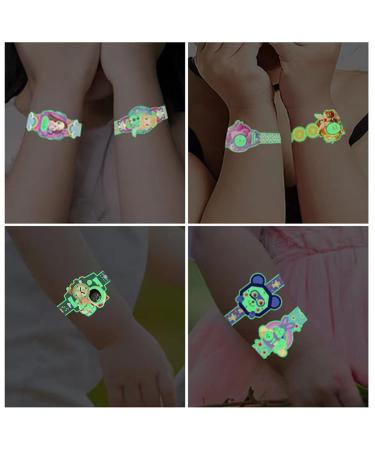 Kids Cartoon Watch Temporary Tattoos - Glow in the Dark Luminous Fake Tattoos for Boys and Girls - Car Dinosaur Space Robot Party Favor Stickers - Buy Online on GoSupps.com