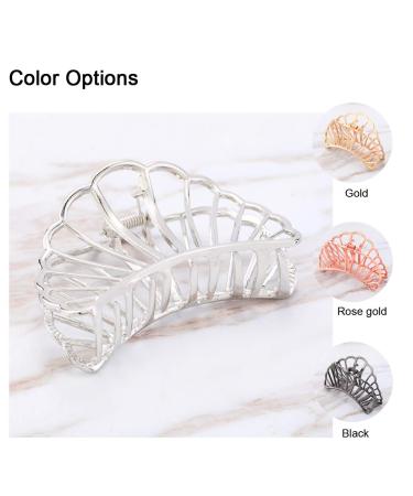 Yean Geometric Hair Claw Clip for Thick Hair - Silver Metal Jaw Clamp for Women and Girls - Buy Online on GoSupps.com