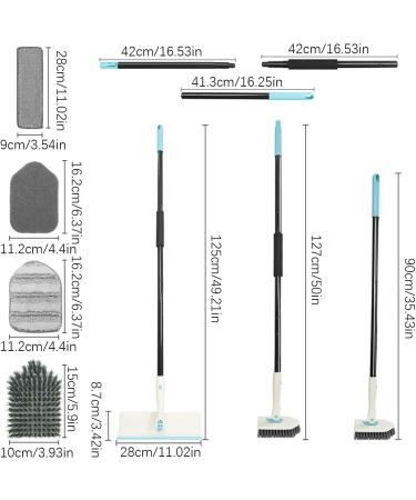 Cleaning Brush Sets for Household Use - Rotating Cleaning Brush | Extendable Long Handle | Portable Tile Brush with Handle | Household Cleaner Brush for Bathroom Tiles Deluxe suit - Buy Online on GoSupps.com