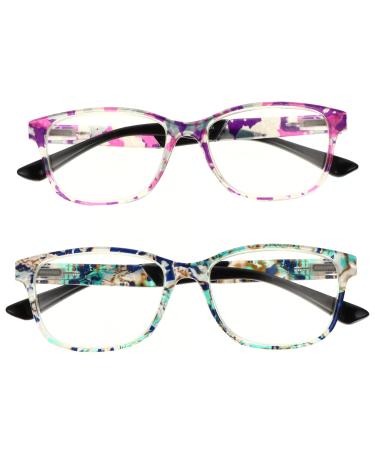 2 Pcs Blue Light Blocking Glasses Eye Protectors Reading Glasses Anti Eyestrain Computer Glasses for Men and Women The Elderly