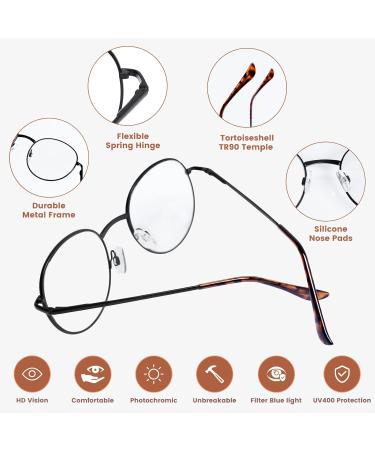 Progressive Reading Glasses for Men & Women - Blue Light Blocking Photochromic Multifocus Readers - Premium Black 2.5x Transition Sunglasses - Buy Online on GoSupps.com