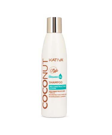 Kativa Shampoo Coconut 250 ML Rebuilds and Repairs Extremely Damaged Sensitized Dehydrated and Dull Hair Salt Sulfate Gluten & Paraben Free