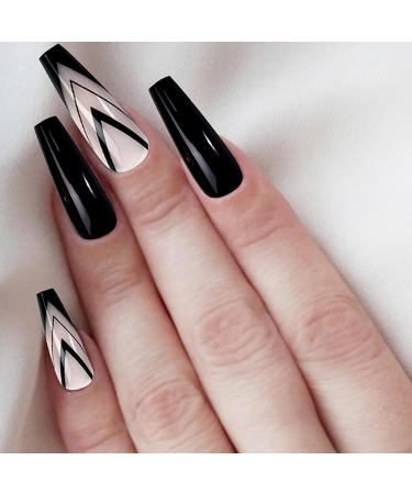 Coffin Nails - Long Ballerina Nails Fake | Pre-Shape Gel Glossy Coffin Nail Tips for Full False Nails Home Nail Salon - Buy Online on GoSupps.com