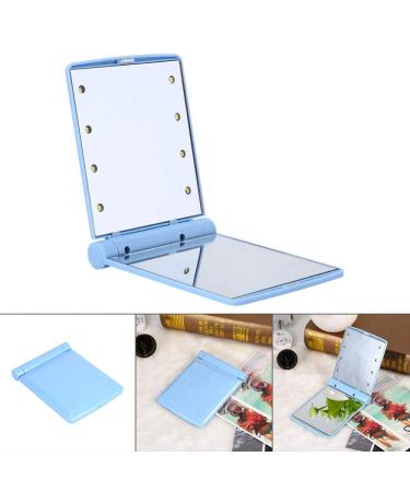 Portable Folding Makeup Mirror with 8 LED Lights - Travel Compact Pocket Mirror - Buy Online on GoSupps.com