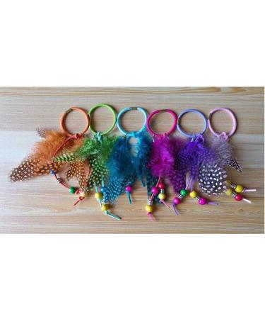 Set of 4 Handmade Boho Elastics Feather Hair Rope Ponytail Holders Hippie Hair Band Headbands Head Wrap Gypsy Hair Tie for Girl Women (Colour Random) - Buy Online on GoSupps.com