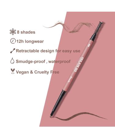 YES.EYE DO Gray Eyebrow Pencil for Gray Hair - Waterproof Precise 2mm Tip Automatic Defining Pen & Brush for Long-Lasting Sparse Brow Filler - Buy Online on GoSupps.com