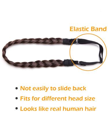 Shop Silk-Co Women s Braided Hair Band - 3 Strands with Brown Highlights | Vintage Elastic Headband for Weddings | Hair Tie & Extensions - 1.5cm Wide Dark & Ash Brown - Buy Online on GoSupps.com