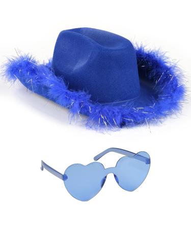 Funcredible Purple Cowgirl Hat with Glasses - Halloween Cowboy Hat with  Feathers - Cow Girl Costume Accessories - Fun Bride Western Rodeo Party Hats  and Goggles for Women, Girls and Kids