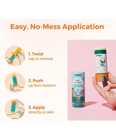 EmBeba Natural Diaper Rash Cream for Sensitive Baby Skin | Travel-Friendly Diaper Rash Ointment with Roll-On Applicator | Herbal Skin Care for Babies | 1 Pack - Buy Online on GoSupps.com