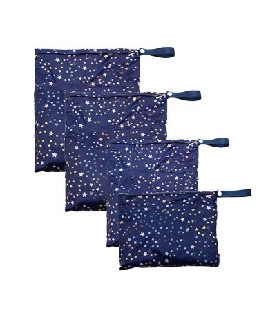 AUPOWER Cloth Nappy Wet Bags 4 Pcs Wet Bags Reusable Waterproof Wet Dry Bag for Baby Beach Pool Daycare Gym Diaper Travel Blue White