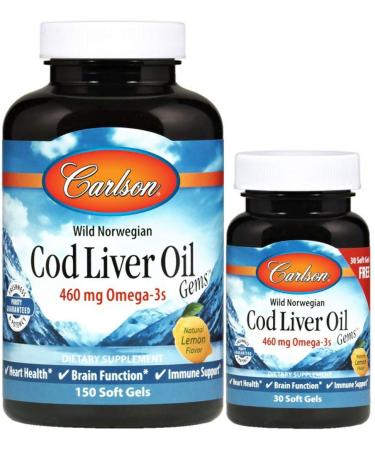 Carlson Laboratories Cod Liver Oil Gems - Lightly Lemon 1000 Milligrams 150+30 Sgels
