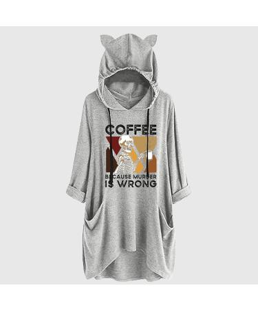 WOSHUAI Women's Fleece Pajamas Hoodie - Super Soft Cat Ear Hoody Onesie 2021 - Gray XX-Large - Buy Online on GoSupps.com