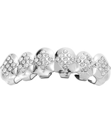 18K Gold-Plated Diamond-Shaped six-Tooth Braces with Silver Upper Teeth - Buy Online on GoSupps.com