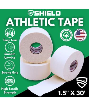 Buy SHIELD 3-Pack White Athletic Tape 1.5" x 15 Yards | Easy Tear Rigid Strong | First Aid Injury Support Made in USA - Buy Online on GoSupps.com
