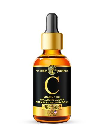 Vitamin C Face Serum - Hyaluronic Acid Anti-Aging for Dark Spots & Acne Scars - Wrinkle Reducer Brightening Serum for Radiant Glowing Skin Non-Greasy 2oz