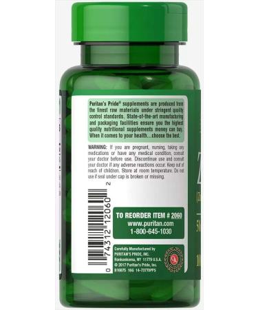 Puritan's Pride Zinc 50mg - 100 Caplets | Immune Support and Wellness - Buy Online on GoSupps.com