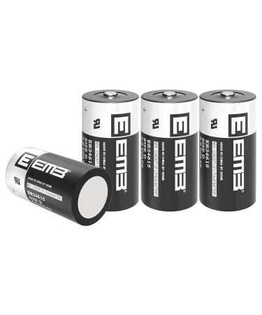 EEMB 4Pack ER34615 D Cell Batteries 3.6V Lithium Battery 19Ah Li-SOCL Non-Rechargeable Battery LS-33600 SB-D02 XL-205F for CNC Machine Tool, Injection Molding Machine,Printing Machine,Meter,Clock 4 Count (Pack of 1)
