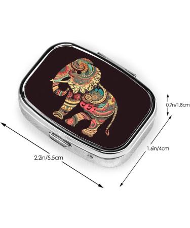 Beautiful Elephant Printed Square Pill Box | Portable Travel Medicine Organizer | Unique Gift for Health & Wellness - Buy Online on GoSupps.com