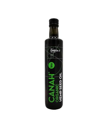 Natural hemp seed oil from Canah 250 Mililiter Bio-cold-pressed raw vegan rich in omega-3 omega-6 fatty acids contributes to normal blood cholesterol level kosher certified 250 ml