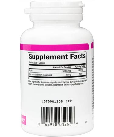 Natural Factors Biotin 5000 mcg - 60 Vegetarian Capsules for Healthy Hair, Skin & Nails - Buy Online on GoSupps.com
