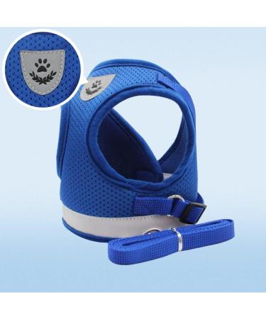Meioro Reflective Dog Harness & Leash Set - Soft Padded Adjustable Vest for Small & Medium Dogs - Blue Size M (Breast 35-40cm) - Buy Online on GoSupps.com