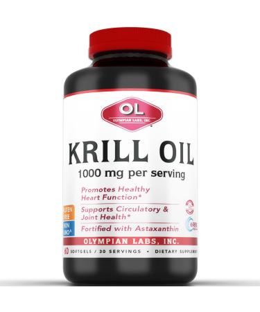 Olympian Labs Antarctic Krill Oil 1000mg Capsule Supplement with Astaxanthin, Omega-3, EPA, DHA, Phospholipids, Vitamin A, MCT Oil - Supports Immune System, Joint Function & Brain Health - Non GMO & Gluten Free (60 Softg - Buy Online on GoSupps.com