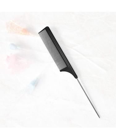 Professional Anti-Static Carbon Fibre Metal-Pin Tail Comb - Heat Resistant Salon Rattail Comb with Non-Skid Paddle Fine Tooth Design in Black - Buy Online on GoSupps.com