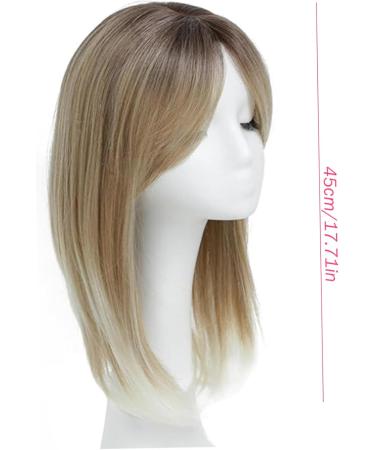 Clip in Bangs Clip in Hair Pieces 18 In Natural Ombre Brown Blonde Curved Clip Bangs Breathable Realistic Lightweight Daily Wear Fake Fringe Human Hair Toppers - Buy Online on GoSupps.com