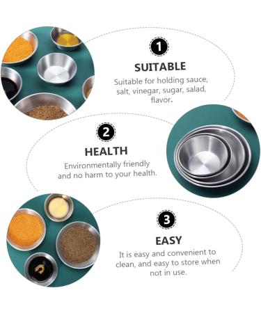 Ciieeo 8 Pcs Dish Stainless Steel Saucers Home Sauce Plates Practical Sauce Plates Small Serving Bowls Sauce Bowl Seasoning Dipping Bowls Household Saucer Korean Soy Sauce Dessert Plate 11.4X11.4X2.4CMx2pcs Silverx2pcs - Buy Online on GoSupps.com