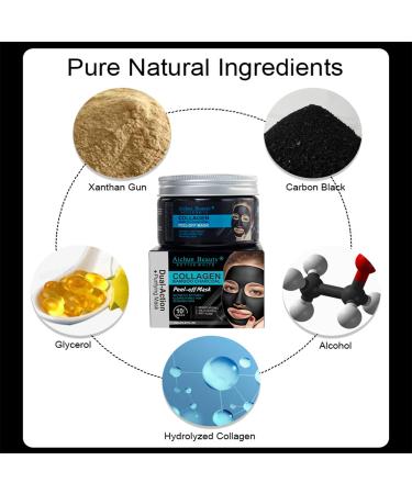 AICHUN BEAUTY Collagen Bamboo Charcoal Vegan Peel-Off Face Mask - Detox Clear Pores Moisturize & Control Oil - 150ml/5.07fl.oz - Buy Online on GoSupps.com