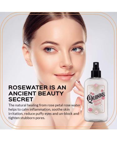 Quinn's Rose Water Spray - Hydrating Facial Toner for Hair, Skin, and Face - 8 Ounce - Buy Online on GoSupps.com