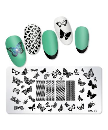 JERCLITY 6pcs Nail Stamping Plate Set - Summer Beach Butterfly Leaf Geometry Image Plates for Manicure Design - Stamping Kit Template - Buy Online on GoSupps.com