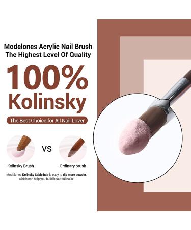 Modelones Acrylic Nail Brush Size 8 - Pure Kolinsky Hair Bristles - Professional Manicure Pedicure Tool for DIY Home Salon - Buy Online on GoSupps.com