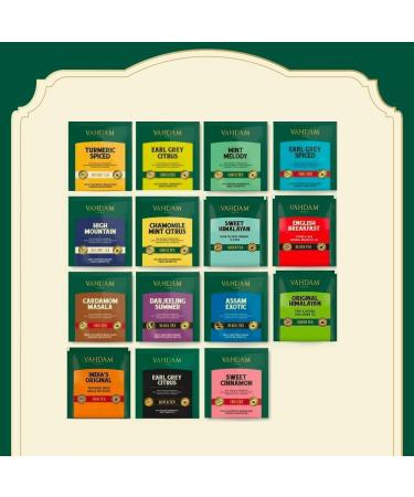 Vahdam Tea Trial Set | Discover 15 Flavors - Black Green Oolong Chai & Herbs | Ideal Gift for Tea Lovers - International Shipping - Buy Online on GoSupps.com