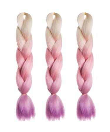 Shop Ldmy Ombre Braids Extensions Colorful Blonde Pink & Purple Jumbo Braids | 6Pcs/Pack Synthetic Kanekalon Hair for Braiding - Buy Online on GoSupps.com